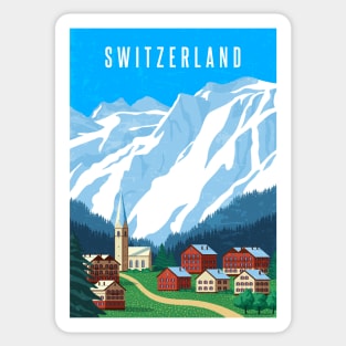 Switzerland, Alps - Retro travel minimalistic poster Sticker